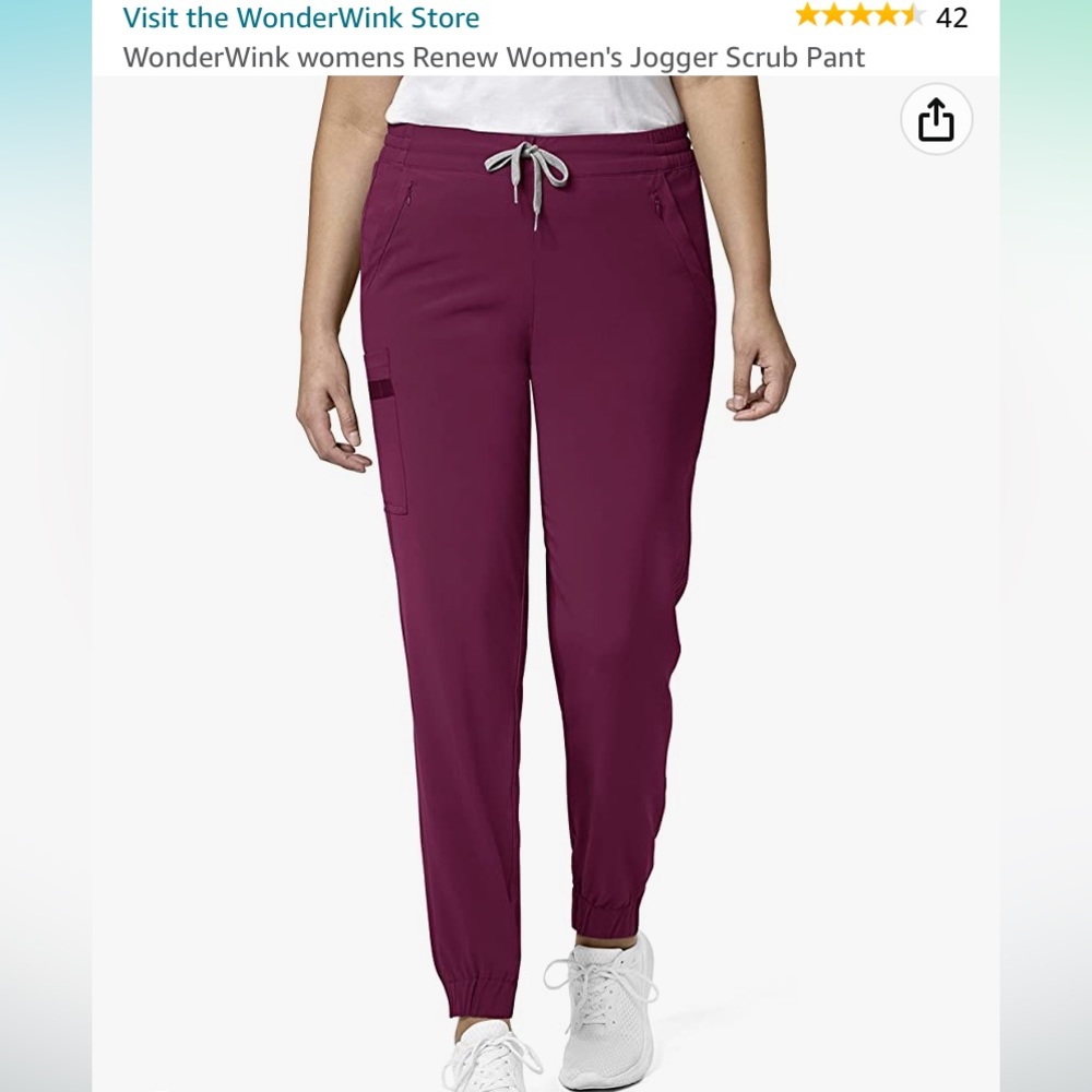 Wonder Wink Womens Renew Jogger Scrub Pant. Size medium. Color wine/maroon.